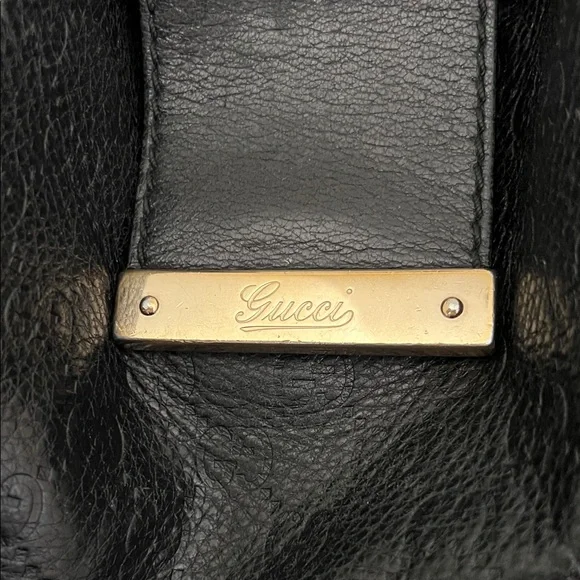 💎AUTHENTIC GUCCI GUCCISSIMA LARGE BLACK LEATHER BAG WITH GOLD HARDWARE💎 - Picture 9 of 14